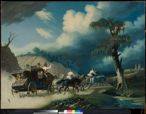 Troika under et tordenvær, 1830-årene. av Carl von Hampeln