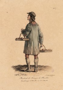 En ostehandler av Marollen fra #39;Les cris de Paris#39; ca. 1823-25 (litho) av Carle Vernet