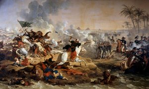 Kampanje (ekspedisjon) av Egypt (1798-1801): "" Slaget ved pyramidene den 21/07/1798"" Maleri av Antoine dit Carle Vernet (1758-1836) Boissy Saint Leger fra 1700-tallet. Grosbois slott