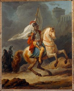 Pansret ridder som bærer et banner ... av Carle Vernet