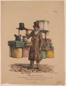 Hatteboksselger fra #39;Les Cris de Paris#39; av Carle Vernet
