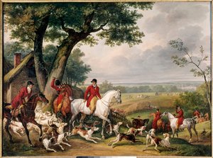 Jakt i skogen i Fontainebleau Maleri av Antoine Vernet dit Carle (1758-1836) 1824 Gien. Jaktmuseum - Jakt i skogen i Fontainebleau. Maleri av Antoine Vernet kalt Carle (1758-1836) 1824. Jaktmuseet, Gien-slottet, Frankrike