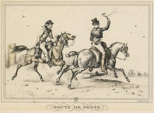 Scener av dagliglivet, veier og stier: Postrute..., 1817. av Carle Vernet