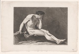 Akademisk studie av sittende naken mann Seks akademiske studier (serietittel) Six figures academiques (serietittel) av Carle van Loo