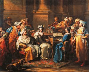 Grand Turk gir konsert til sin elskerinne, av Carle van Loo (1705-1765), olje på lerret, 72,5 x 91 cm, Frankrike av Carle van Loo