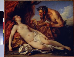 Jupiter og Antiope (Jupiter og Antiope). Maleri av Carle Van Loo (1705-1765). Olje på lerret, 50 x 72 cm, ca 1753. Fransk skole, rokokkokunst. Eremitasjemuseet, St. Petersburg. av Carle van Loo