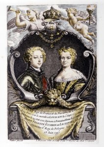 LUDVID XV og LECSINSKA Marie: Ludvig XV (15 år gammel) og Marie Lecsinska (22 år… av Carle van Loo