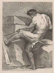 Mann som trekker et tau, foten hans er avstivet av Carle van Loo