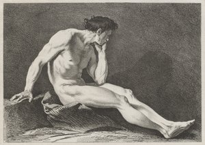 Sittende mann med hodet i hånden av Carle van Loo