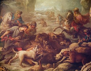 The Bear Hunt (olje på lerret) av Carle van Loo