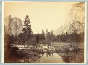 Nedover dalen, El Capitan og Cathedral Rocks av Carleton E. Watkins