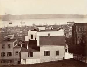 San Francisco, fra California og Powell Streets, 1864, trykt ca. 1876. av Carleton Emmons Watkins