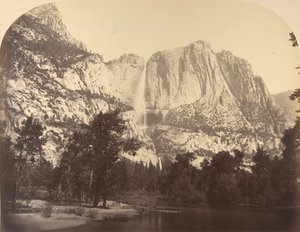 Yosemite Falls, River View, 2637 fot, 1861. av Carleton Emmons Watkins