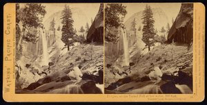 Bilde, av Vernal Fall, 300 fot, Yosemite Valley, Mariposa County, Cal av Carleton Watkins