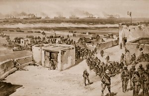 Italienske tropper lander etter bombingen av Benghazi av Carlo Ademollo