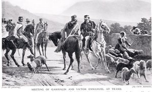 Møte mellom Garibaldi og Victor Emmanuel på Teano, illustrasjon fra 