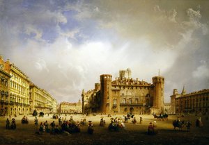 Piazza Castello, Torino, 1852 av Carlo Bossoli