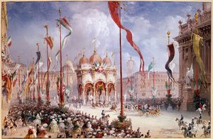 Risorgimento - Victor-Emmanuel II (Victor-Emmanuel) (Vittorio Emanuele) (1820-1878) at the opening of the Italian Parliament on 02/04/1860 (oil on canvas) av Carlo Bossoli