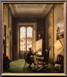 Portrett av maleren Giuseppe Canella i hans atelier i Milano av Carlo Canella