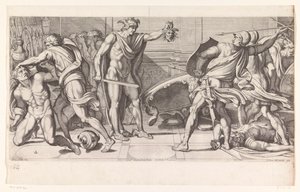 Phineus og hans tilhengere ble til stein Malerier i Palazzo Farnese i Roma (serietittel) Galeria nel Palazzo Farnese i Roma (serietittel) av Carlo Cesio