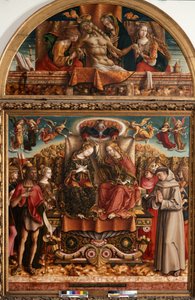 Kroningen av jomfruen med den hellige treenighet og hellige av Carlo Crivelli