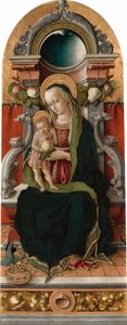 Madonna og barn tronet med donor av Carlo Crivelli