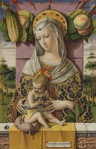 Madonna og barn, ca. 1480 (tempera og gull på tre) av Carlo Crivelli