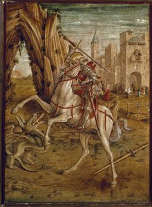Saint George Killing the Dragon (Predelle of Pala Odoni) - Tempera på tre, etter 1490