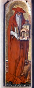 Saint Hieronymus iført kostyme til biskopen (hette). Predelle Demidoff av Carlo Crivelli (1430/35 - 1494). 1476. av Carlo Crivelli