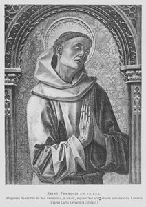 Frans av Assisi ber (litho) av Carlo Crivelli