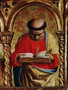 St. Matthew, detalj fra SantEmidio polyptych, 1473 tempera på paneldetalj av 76636 av Carlo Crivelli