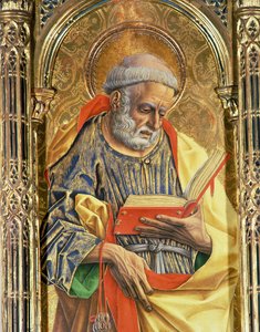 St. Peter, detalj fra SantEmidio polyptych, 1473 tempera på paneldetalj av 76636 av Carlo Crivelli