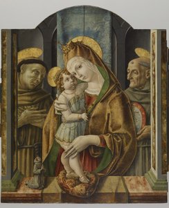 Jomfru og barn med hellige og giver, ca. 1490 (tempera og bladgull på panel) av Carlo Crivelli