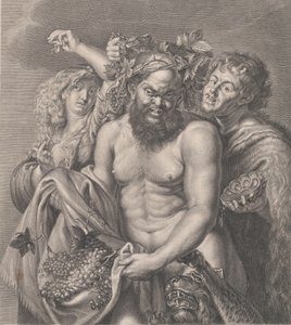 Bacchus akkompagnert av en Bacchante og en faun, 1768 av Carlo Faucci