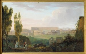 Colisee sett fra Palatinen. Maleri av Carlo Labruzzi (1765-1818) Ec. Ital.
