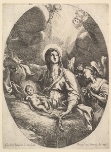 Englenes tilbedelse. av Carlo Maratta or Maratti