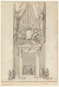 Døråpning til San Salvatore i Lauro med dekorasjon for begravelsen til kong Frederick August III av Polen, Roma, Italia