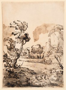 Tegning, et pastoralt landskap, 1760–1780
