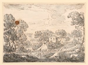 Tegning, En bondebolig i skogkledd land, 1750–1770 av Carlo Marchionni