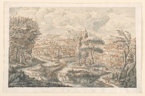 Tegning, En dal, 1750–70 av Carlo Marchionni