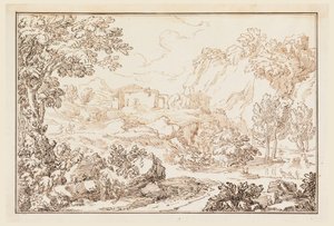 Tegning, et landskap, 1770–86