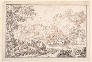 Tegning, et landskap, 1770–86 av Carlo Marchionni