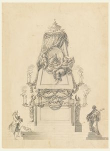 Tegning, Katafalk for en konge, ca. 1765
