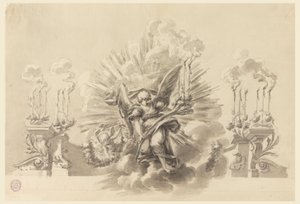 Tegning, design for en seremoniell dekorasjon, ca. 1760 av Carlo Marchionni