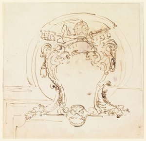 Tegning, pavelig våpenskjold, 1740–58 av Carlo Marchionni