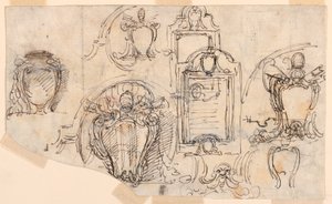 Tegning, skisser, 1740–58 av Carlo Marchionni
