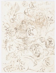 Tegning, studier av hoder, 1760–80 av Carlo Marchionni
