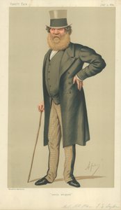 Oberst The Right Hon Thomas Edward Taylor, nylig pisket, 4. juli 1874, Vanity Fair tegneserie av Carlo Pellegrini