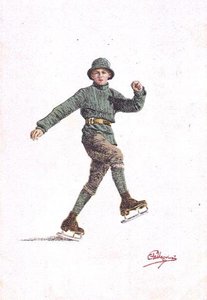 Lone Man Skating (farge litho) av Carlo Pellegrini