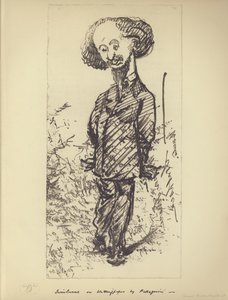 Swinburne on Blotting Paper (karikatur av den engelske forfatteren Algernon Charles Swinburne) (litho) av Carlo Pellegrini